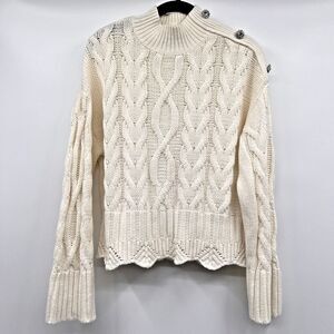 Marc New York Andrew Marc Sweater Womens Small Cream Cable Knit Mock Neck Chic